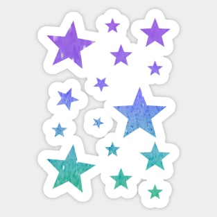 Pastel Purple Teal Ombre Faux Glitter Stars Sticker